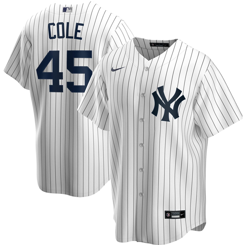 2020 MLB Men New York Yankees #45 Nike White Home 2020 Replica Player Jersey 1